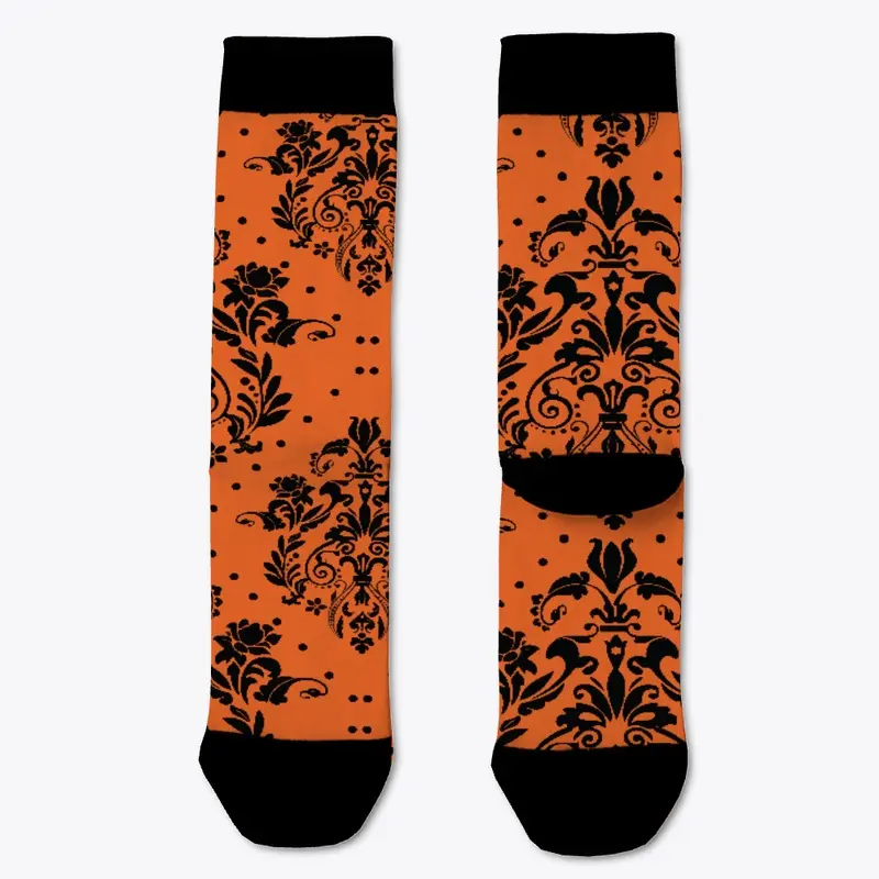 Halloween Black and Orange Damask