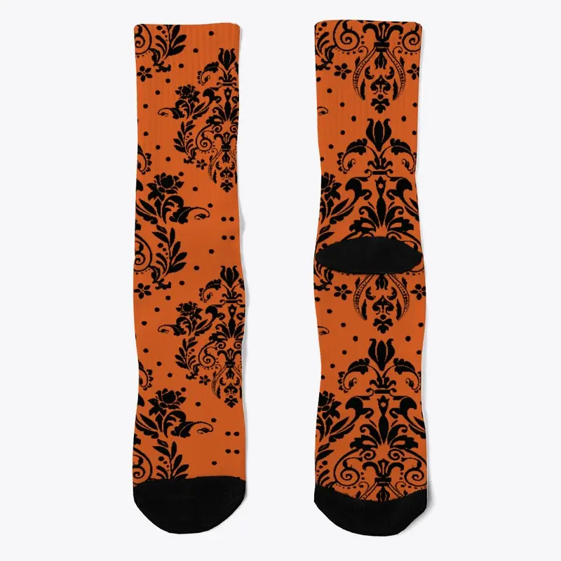 Halloween Black and Orange Damask